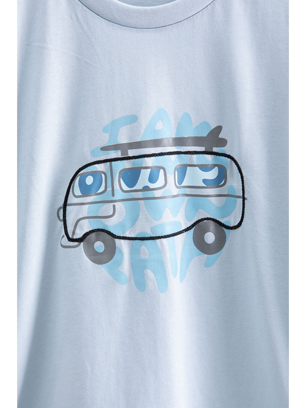 Mavi Araba Baskılı Bisiklet Yaka Erkek Çocuk Kısa Kol Tişört 20920-1