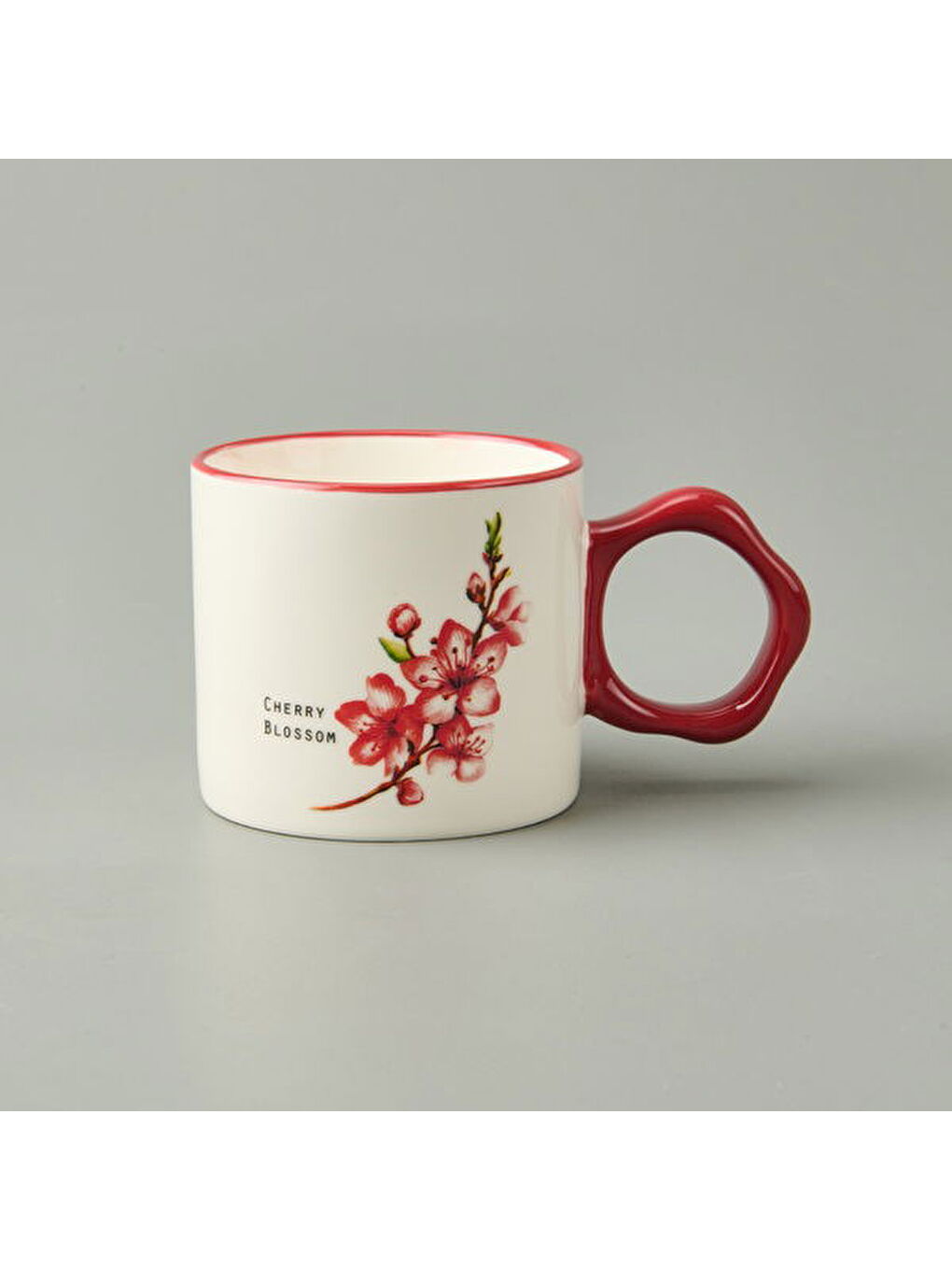 Evidea Kitchen Çiçek Desenli Kupa - Beyaz / Kırmızı - 310 ml - 2