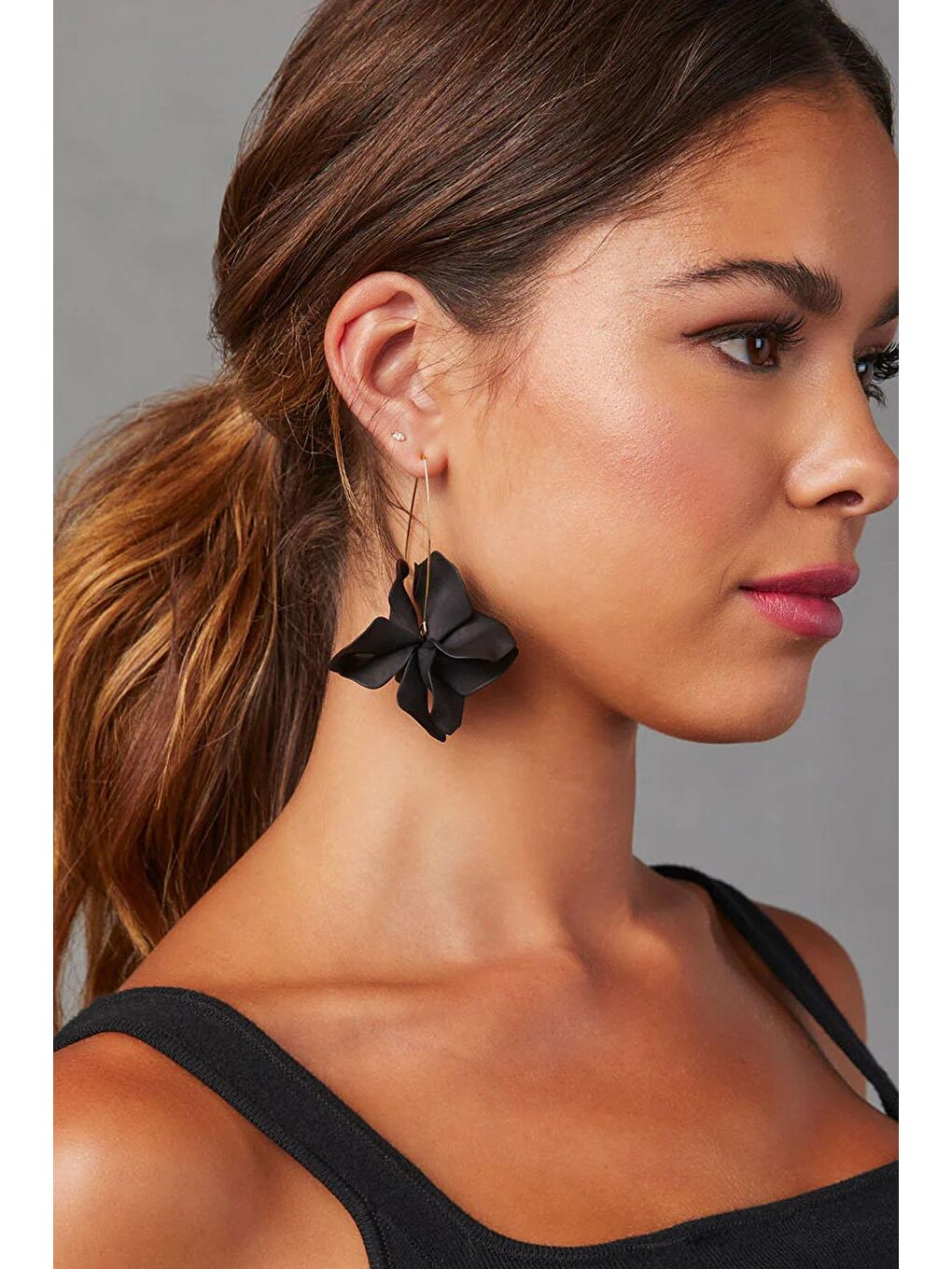 Sarı Siyah Nola Çiçekli Asetat Küpe-2