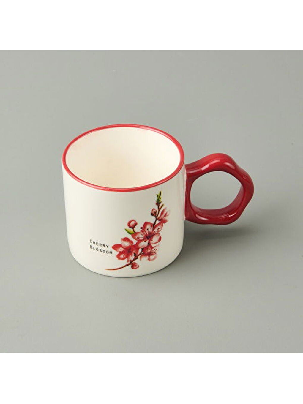Evidea Kitchen Çiçek Desenli Kupa - Beyaz / Kırmızı - 310 ml - 3