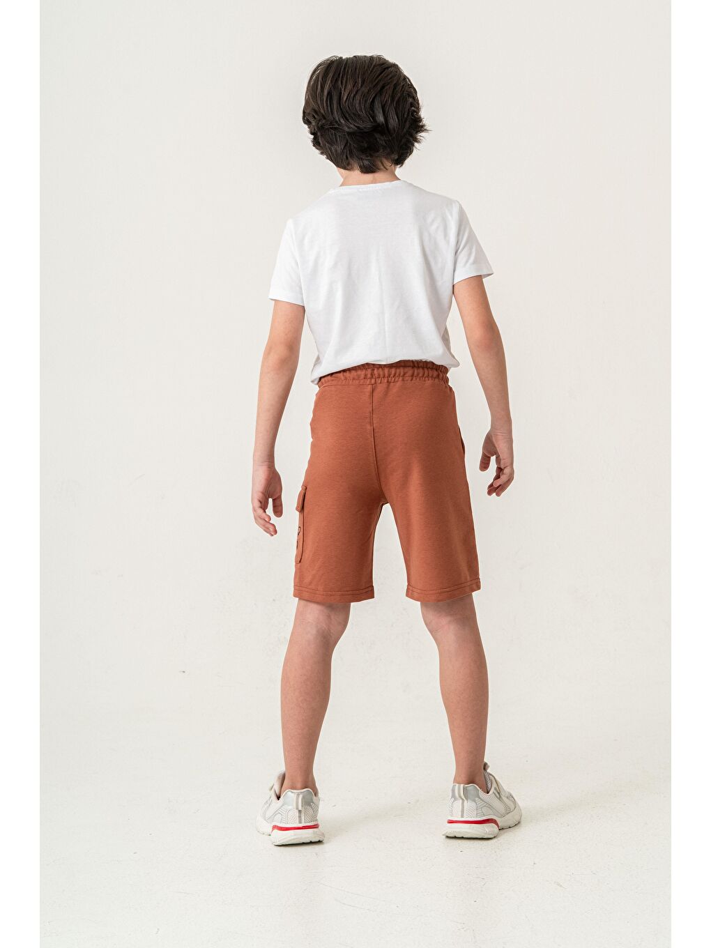 Kahverengi Offical Baskılı Kargo Cepli Erkek Çocuk Şort-7