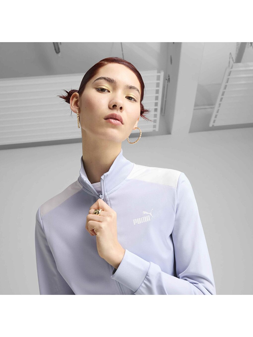 Karışık Poly Kadın Dik Yaka Eşofman Takımı-2