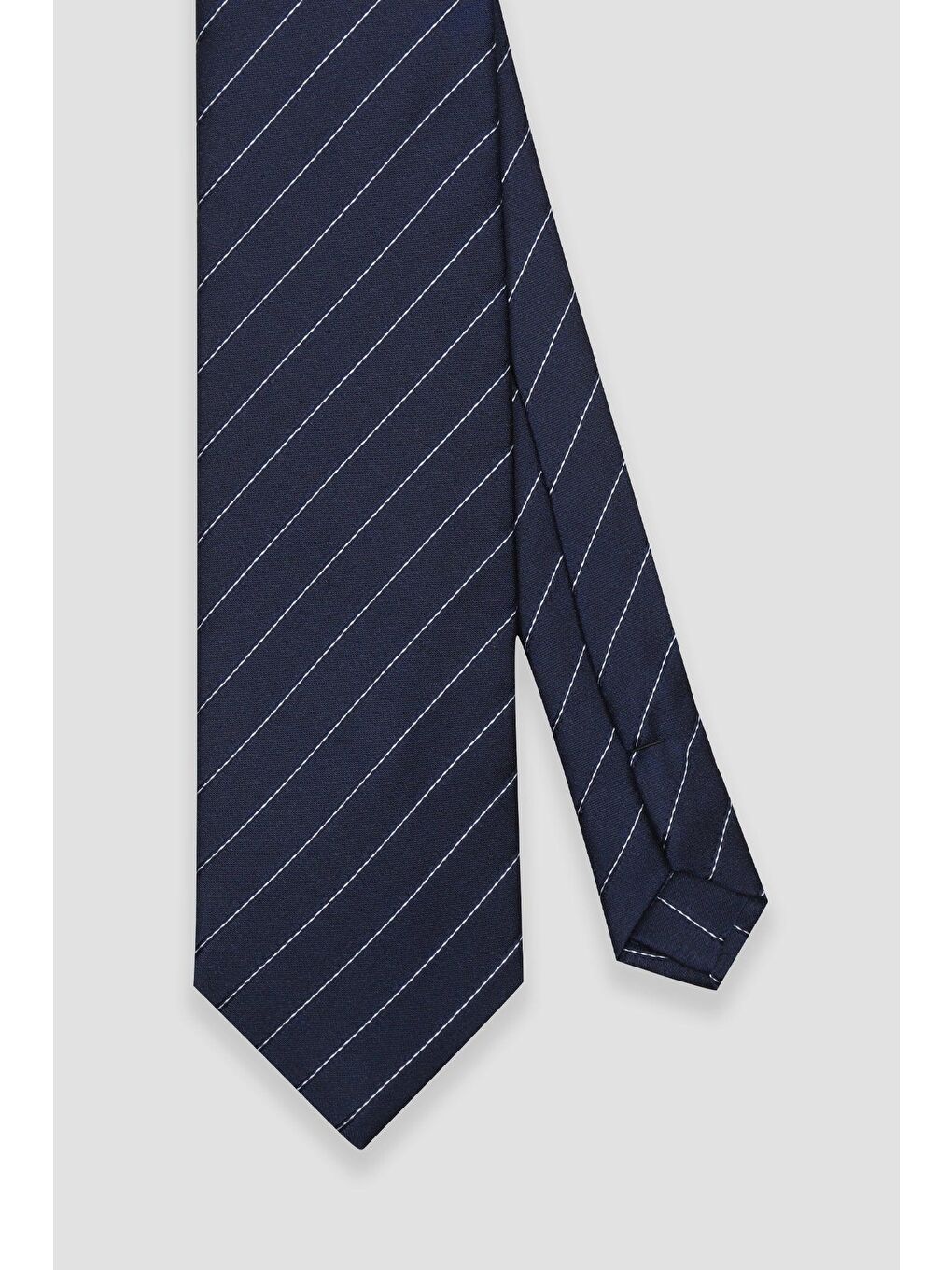 Kravat 8 Cm Mikrofiber Polyester Lacivert Erkek Çizgili Kravat-1
