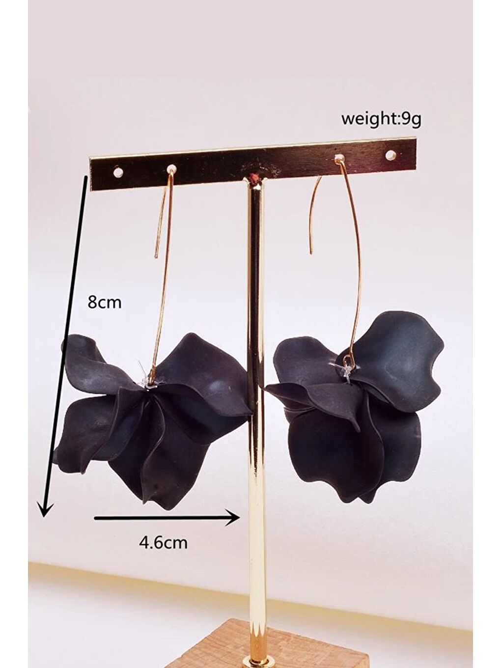 Sarı Siyah Nola Çiçekli Asetat Küpe-6