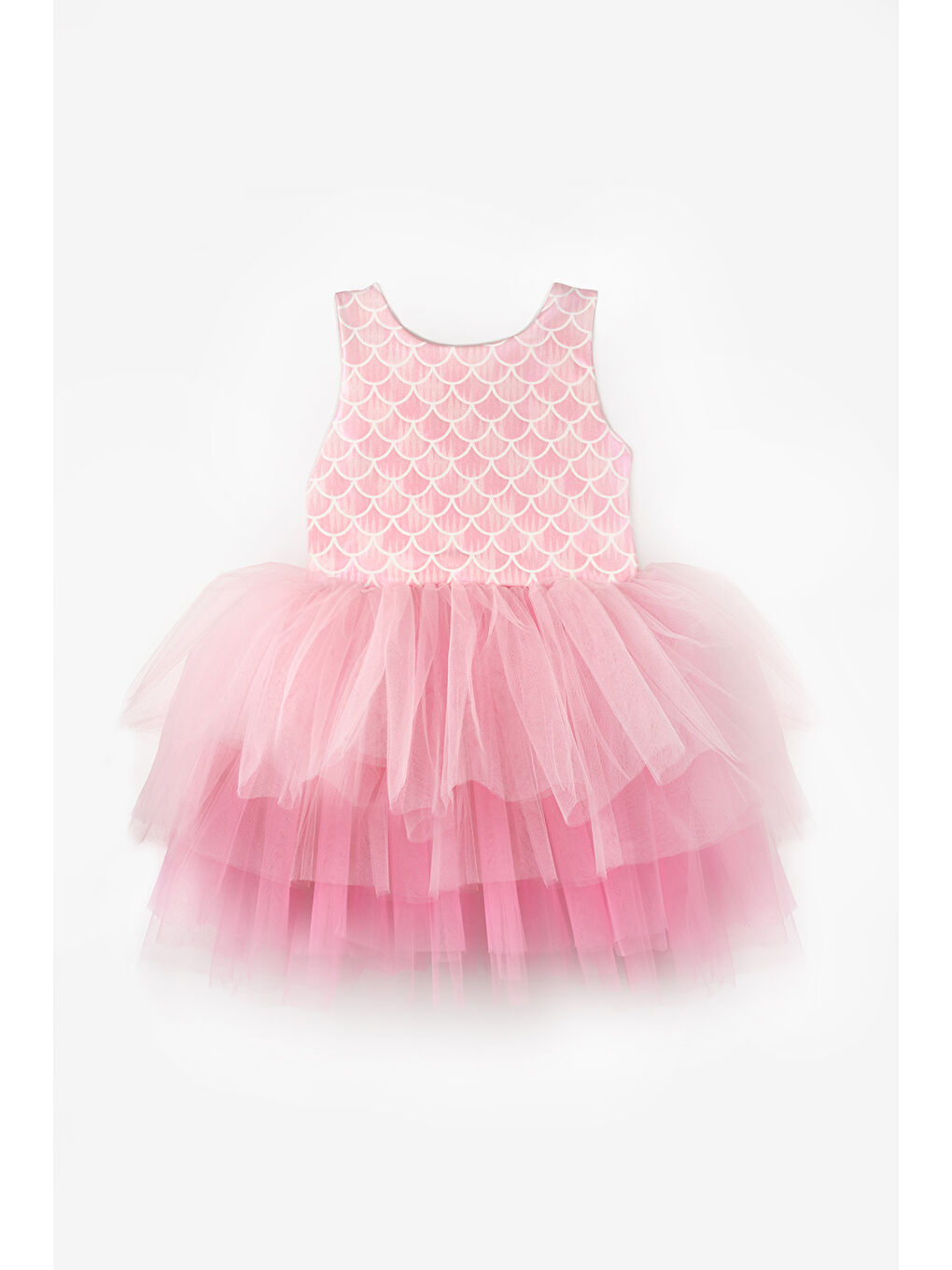 Pembe Tül Etekli Deniz Kızı Desenli Kız Bebek Elbise - Emma