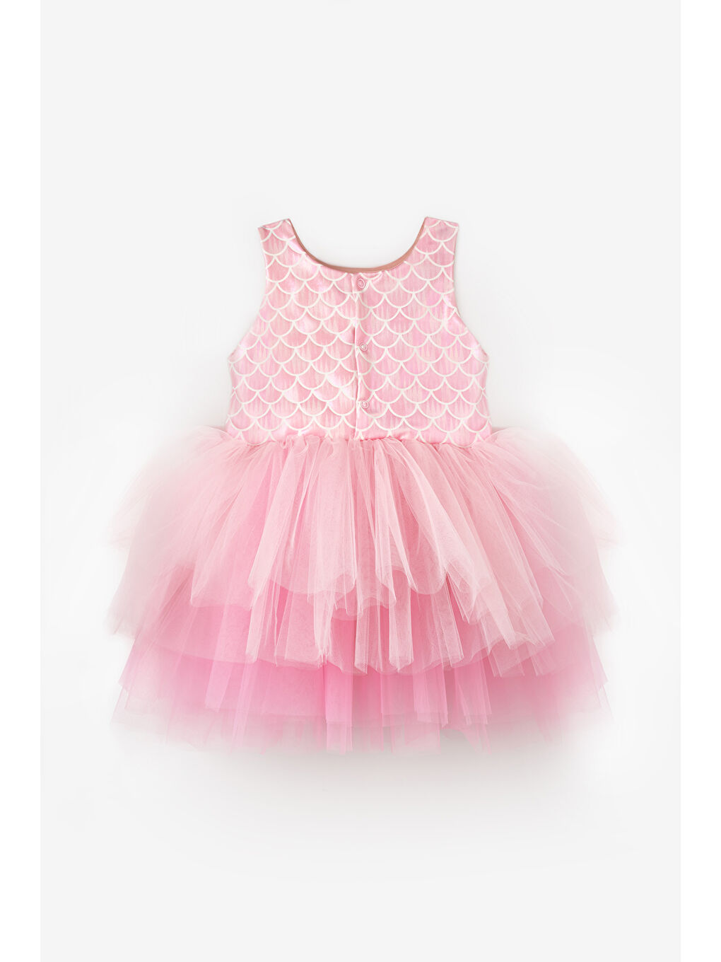 Pembe Tül Etekli Deniz Kızı Desenli Kız Bebek Elbise - Emma-1