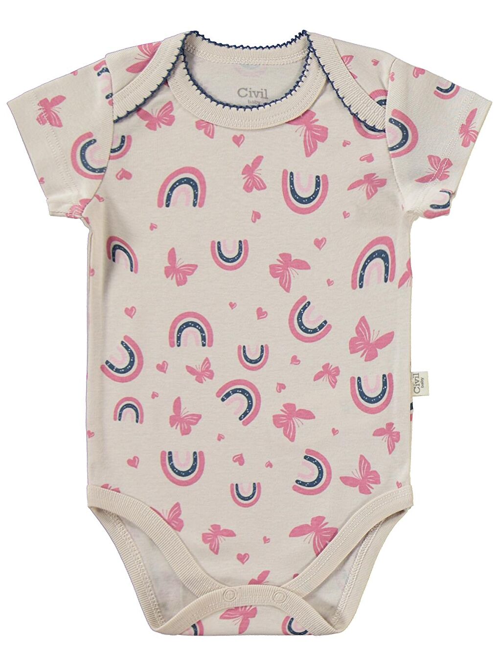 Bej Baby Kelebek Empirmeli 3 Lü 0-36 Ay Çıtçıtlı Badi-4