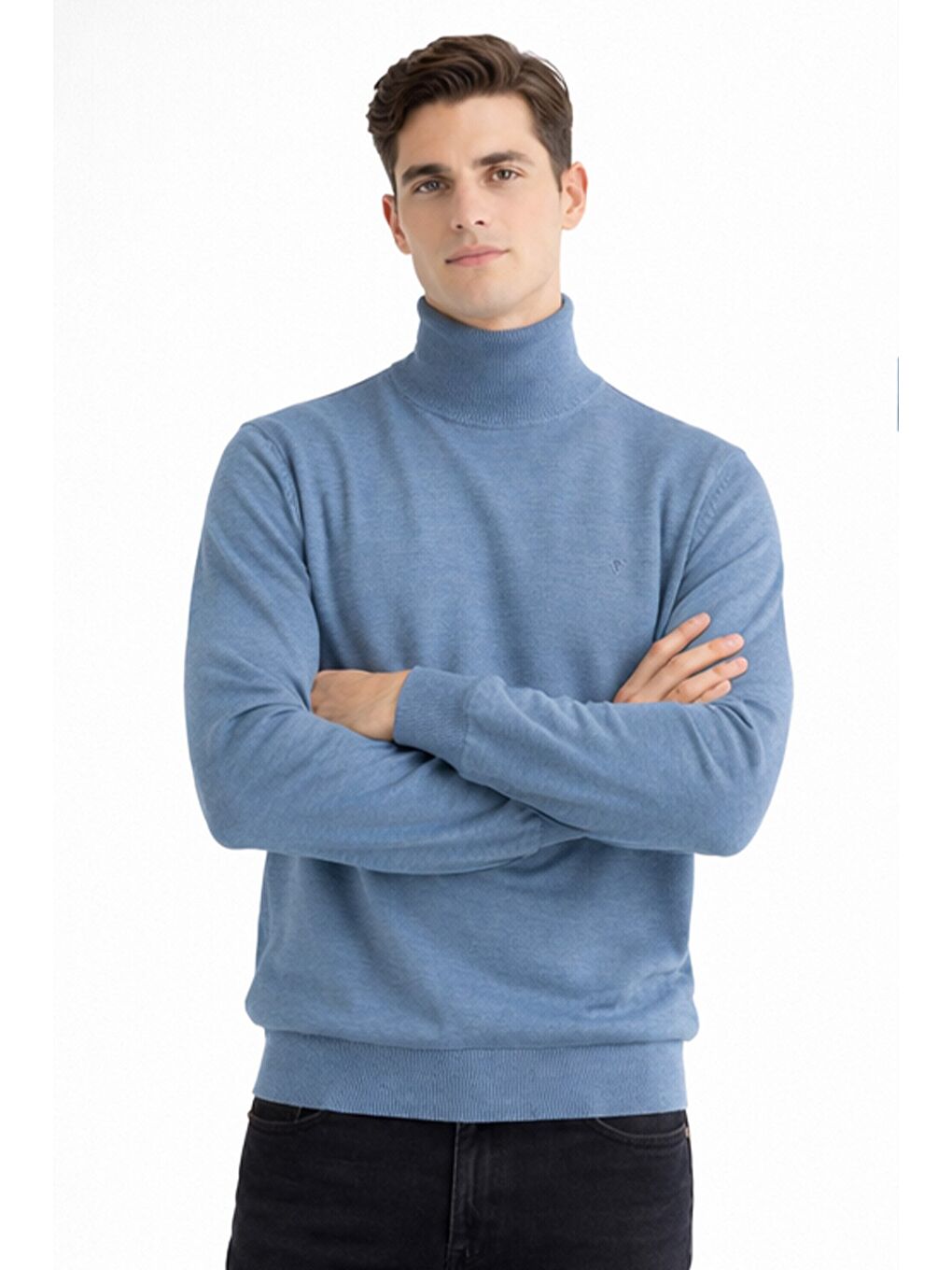 Mavi Erkek Balıkçı Yaka Triko Kazak-1