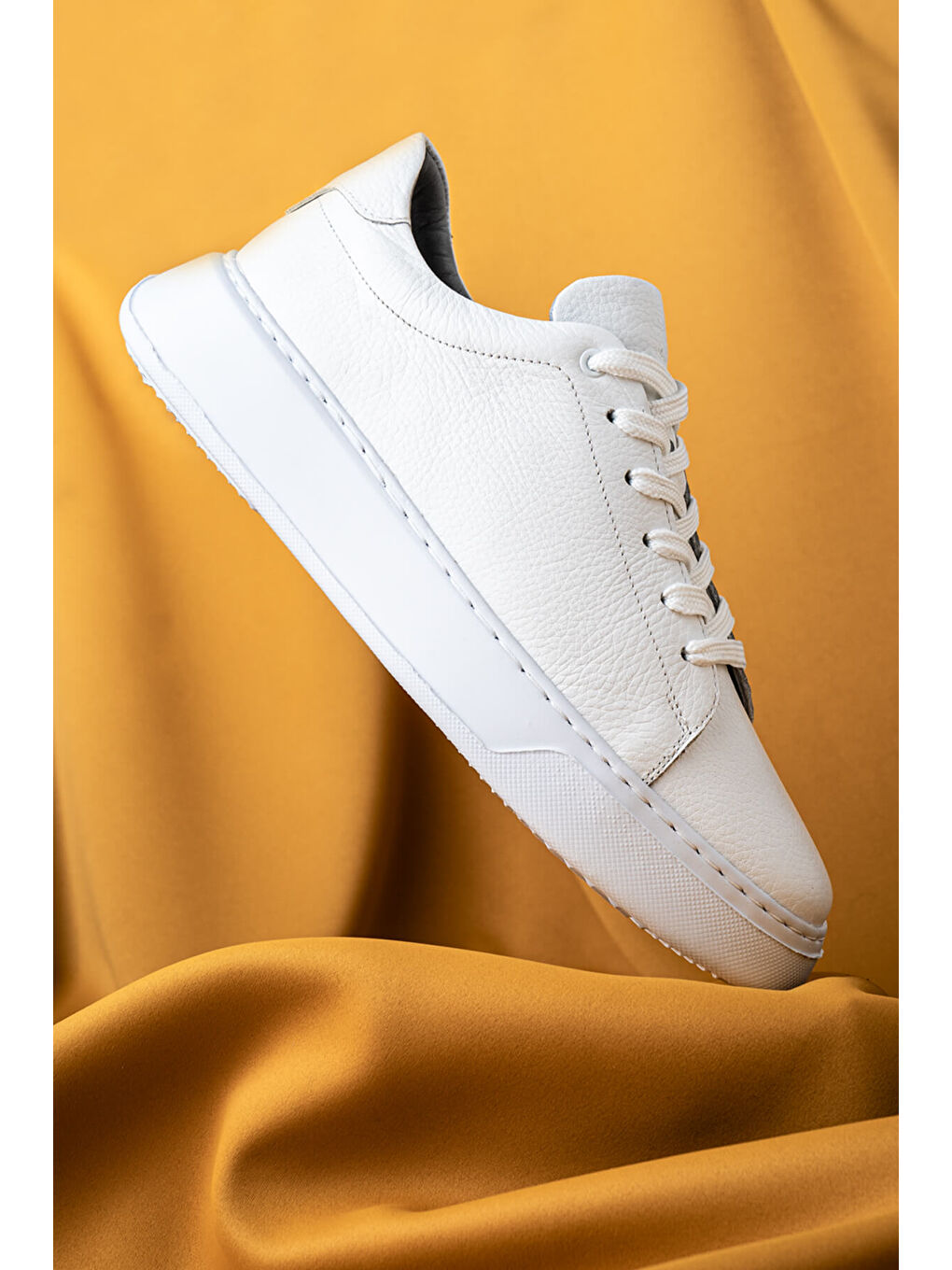 Beyaz Casual Bağcıklı Deri Sneakers-2