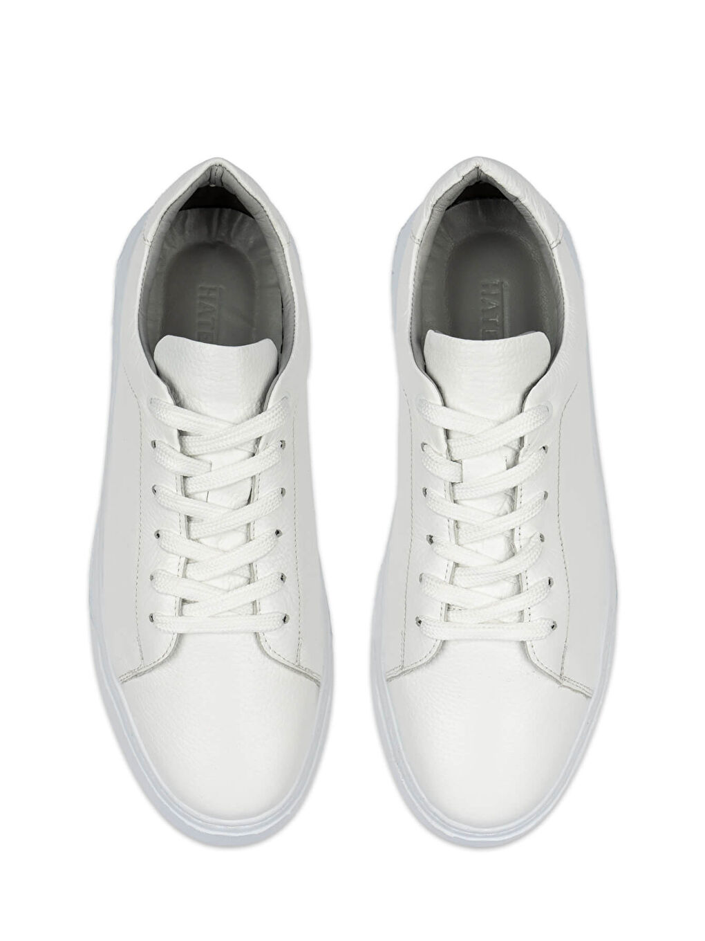 Beyaz Casual Bağcıklı Deri Sneakers-4