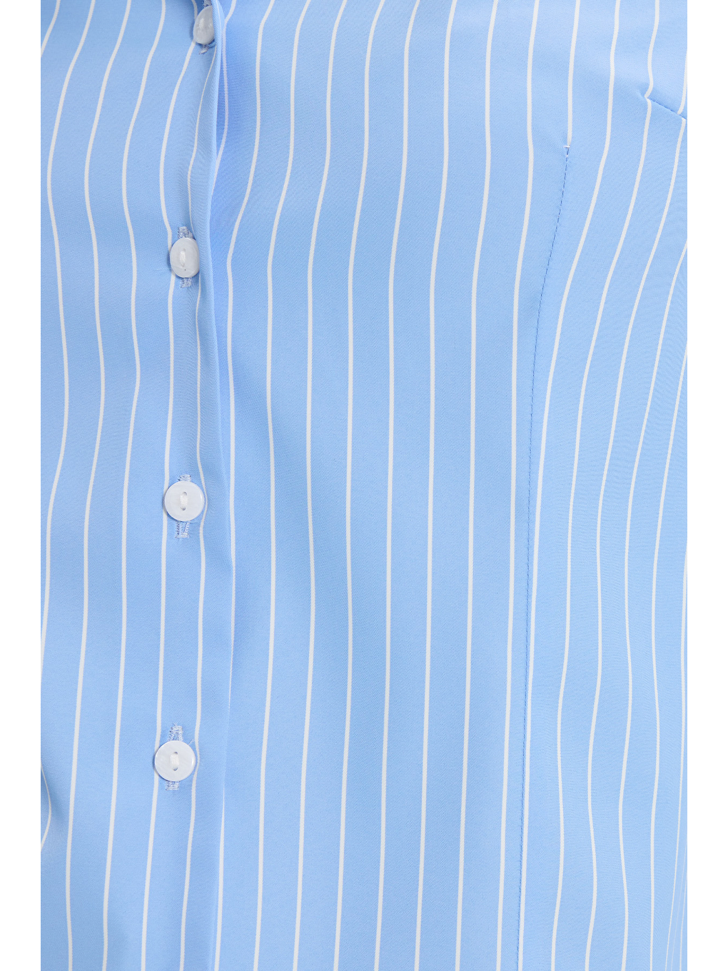 Kadın Slim Fit Dar Kesim Uzun Kollu Çizgili Mavi Gömlek-3