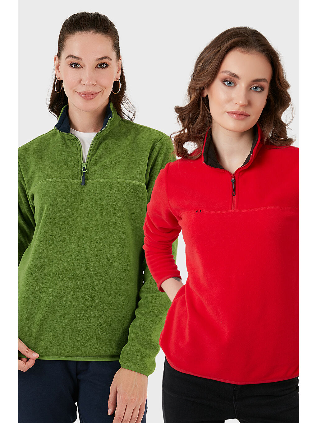 Yeşil Slim Fit Yumuşak Dokulu Anti-Pilling Tüylenme Yapmayan 2'li Paket Polar 5907000S2