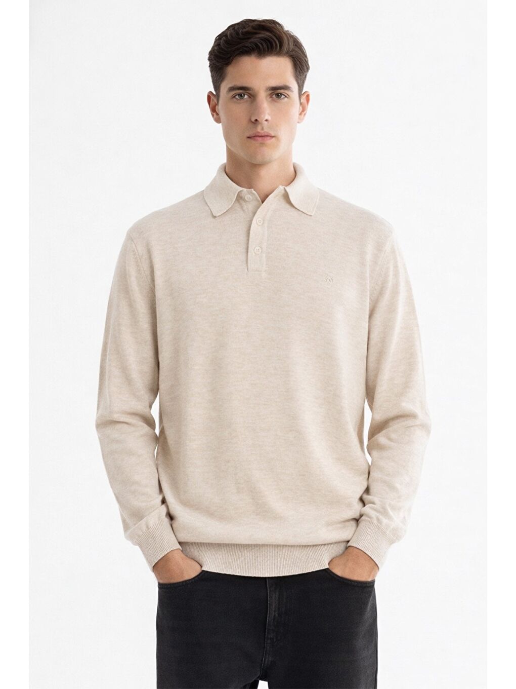 Bej Polo Yaka Düz Trİko