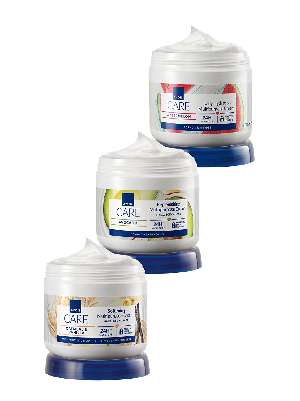 Multi-Biotics ve Avokado Özü İçeren Karpuz Kokulu Üçlü Çok Amaçlı Krem Paketi