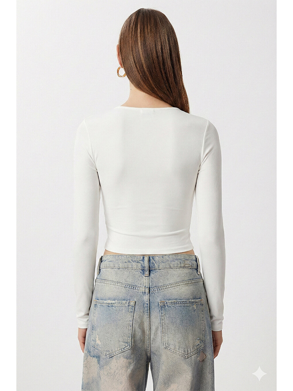 Ekru Büzgülü Cut Out Detaylı Örme Bluz ?? EKRU LEX0018-3