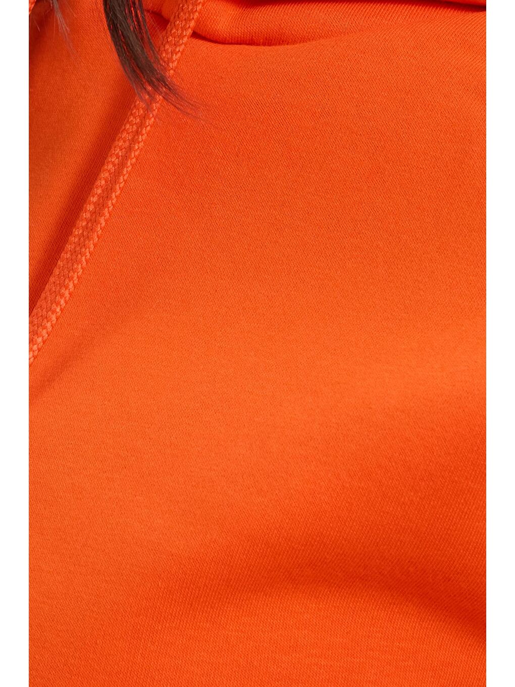 Kadın Oversize Geniş Kesim Pamuklu Yumuşak Dokulu İçi Polarlı Basic Turuncu Kapüşonlu Sweatshirt-6