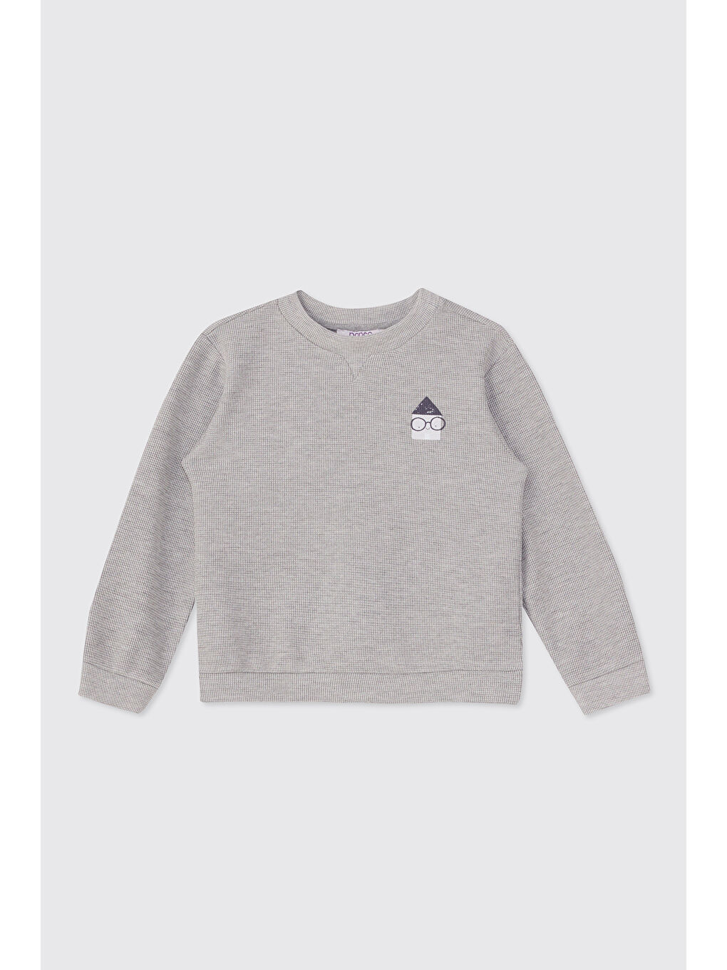 Erkek Bebek Yakası Düğmeli Gri-Melanj Sweatshirt