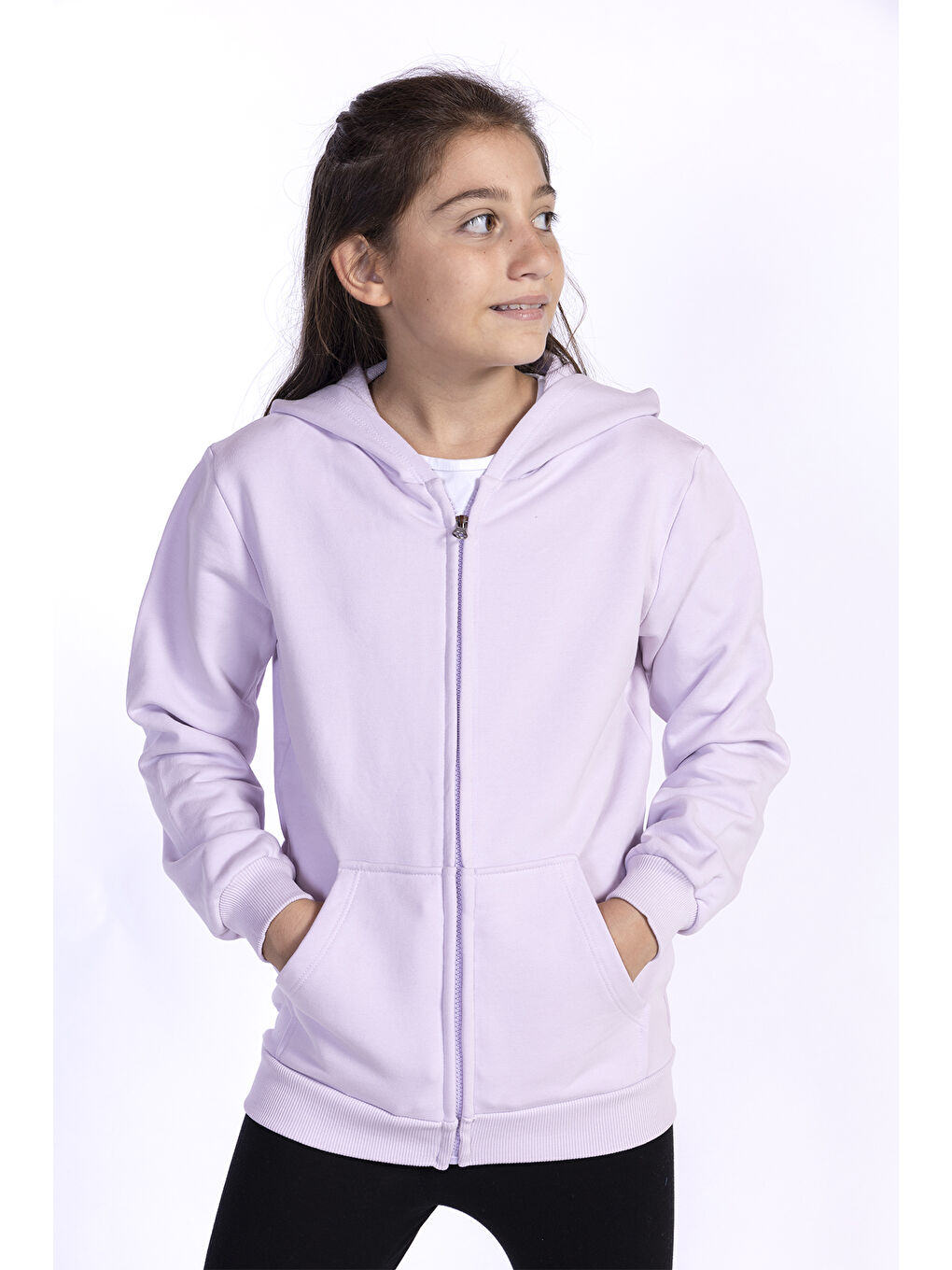 Lila Kız Ve Erkek Çocuk Kanguru Cepli Hırka-2