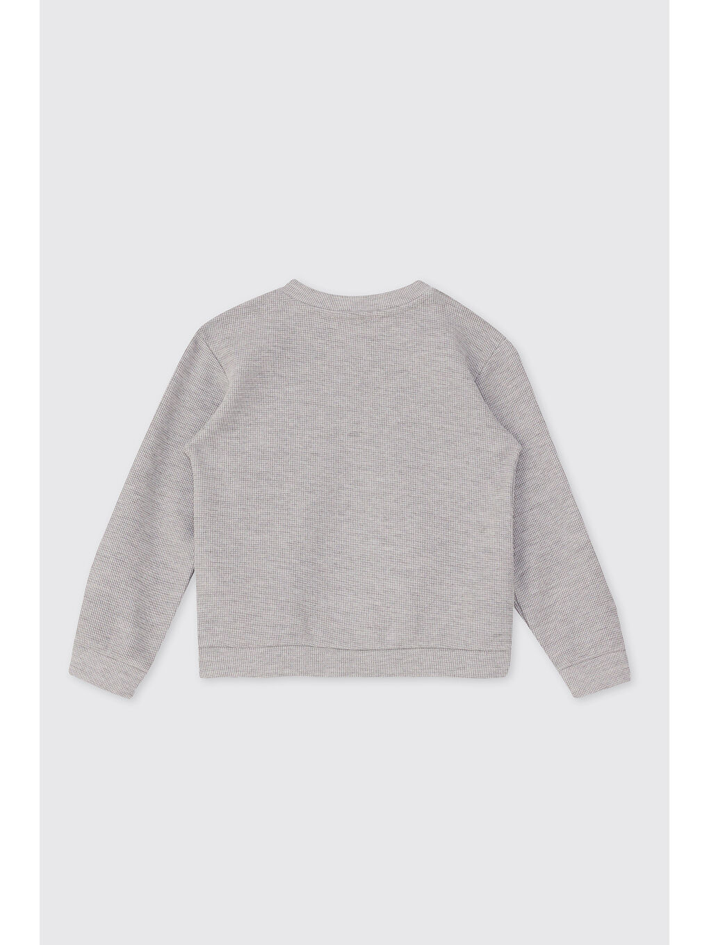 Erkek Bebek Yakası Düğmeli Gri-Melanj Sweatshirt-1