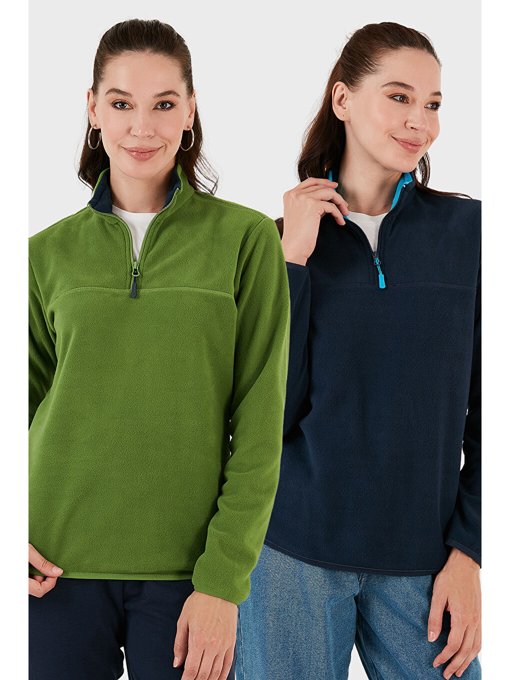 Yeşil Slim Fit Yumuşak Dokulu Anti-Pilling Tüylenme Yapmayan 2'li Paket Polar 5907000S2