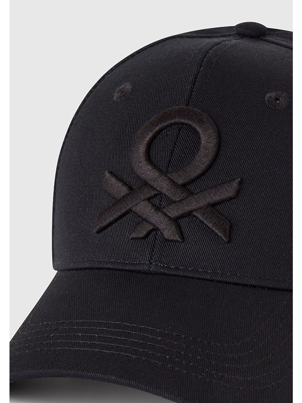 Erkek Siyah Önü Logo İşlemeli Beyzbol Şapkası-2