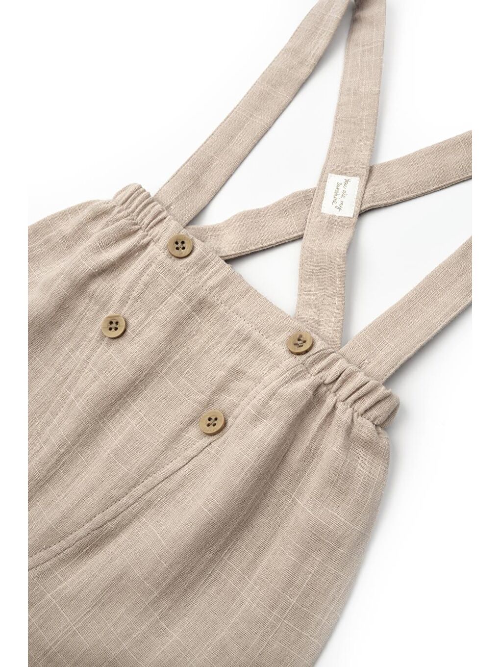 Bej Bebek 3'lü Salopet Müslin Takım %100 Pamuk - Yenidoğan - CSYM7102-7