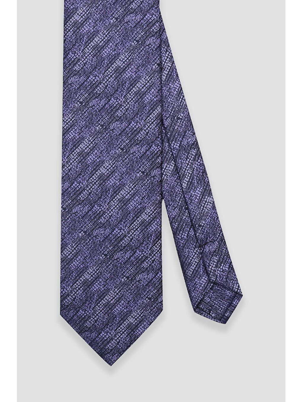 Kravat 8 Cm Mikrofiber Polyester Mor Erkek Desenli Kravat-1
