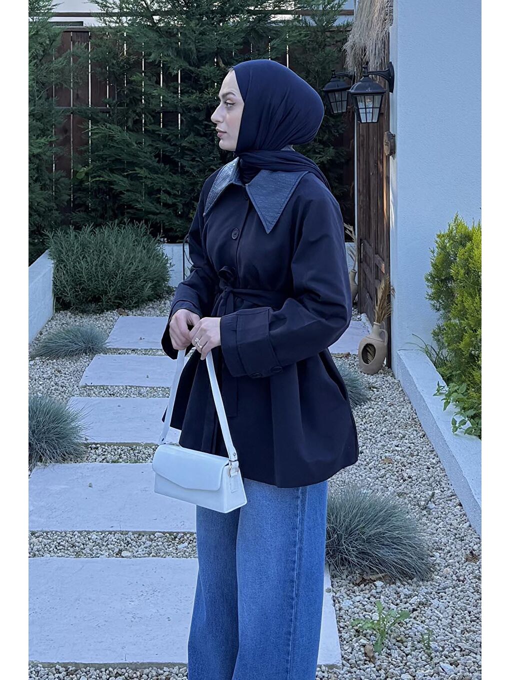 Garni Yaka Trençkot Lacivert-1