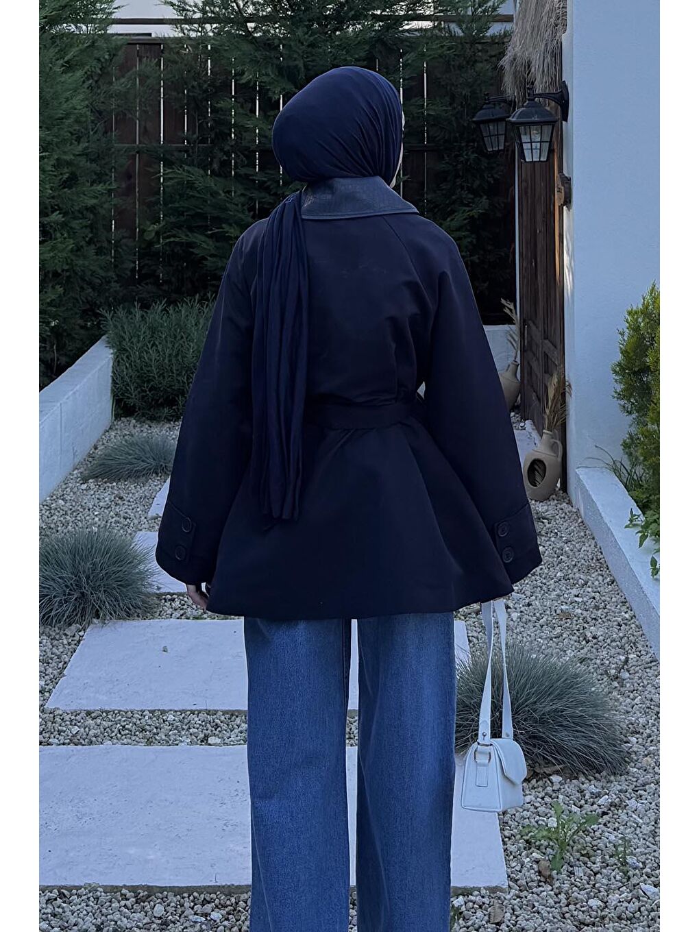 Garni Yaka Trençkot Lacivert-3