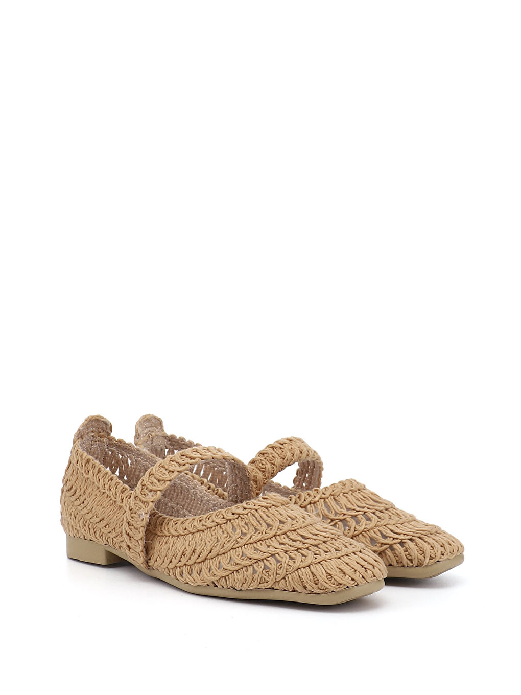 Bej Kadın BEJ-VİZON Örgülü Mary Jane Babet-1