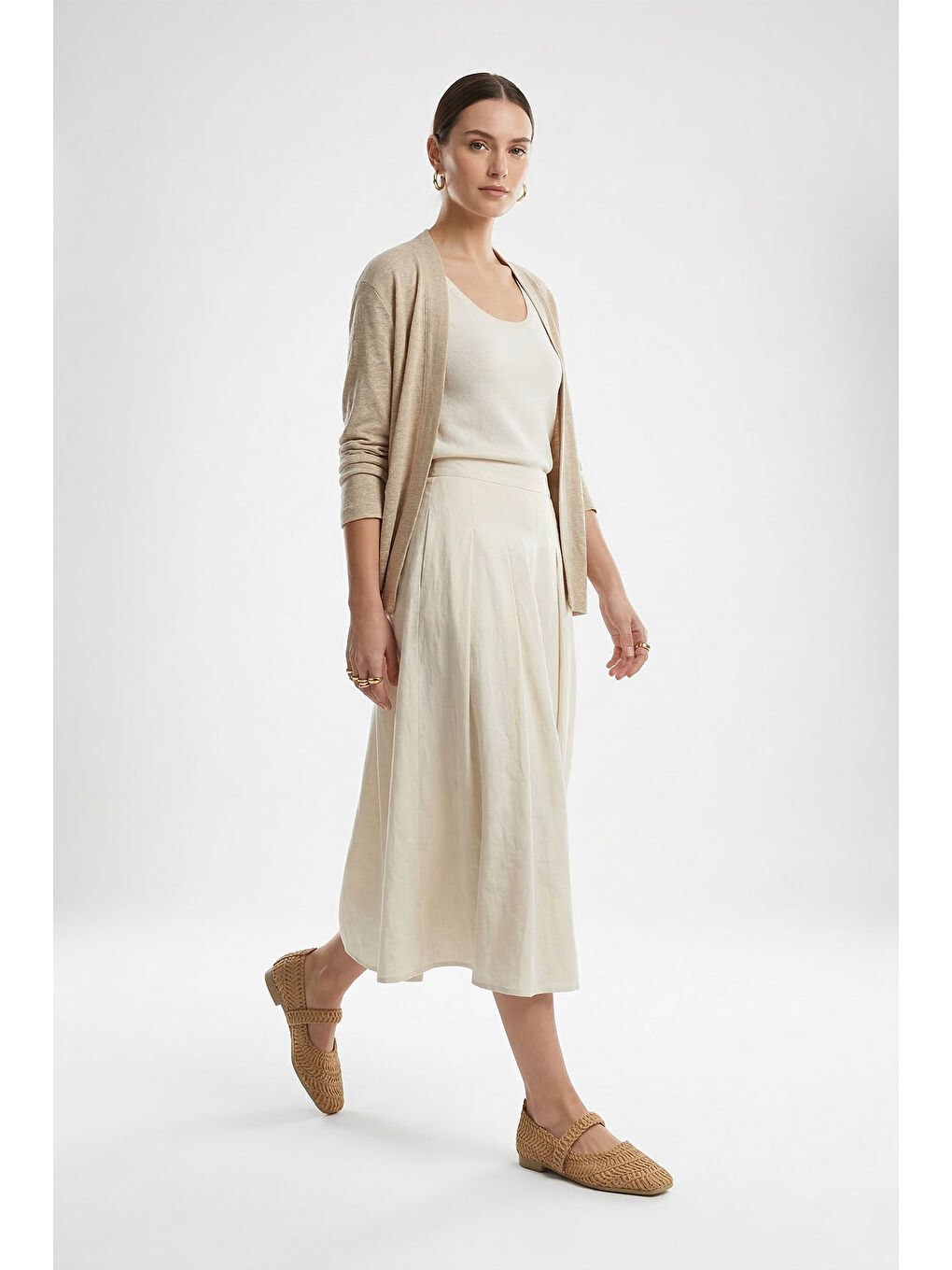 Bej Kadın BEJ-VİZON Örgülü Mary Jane Babet-2