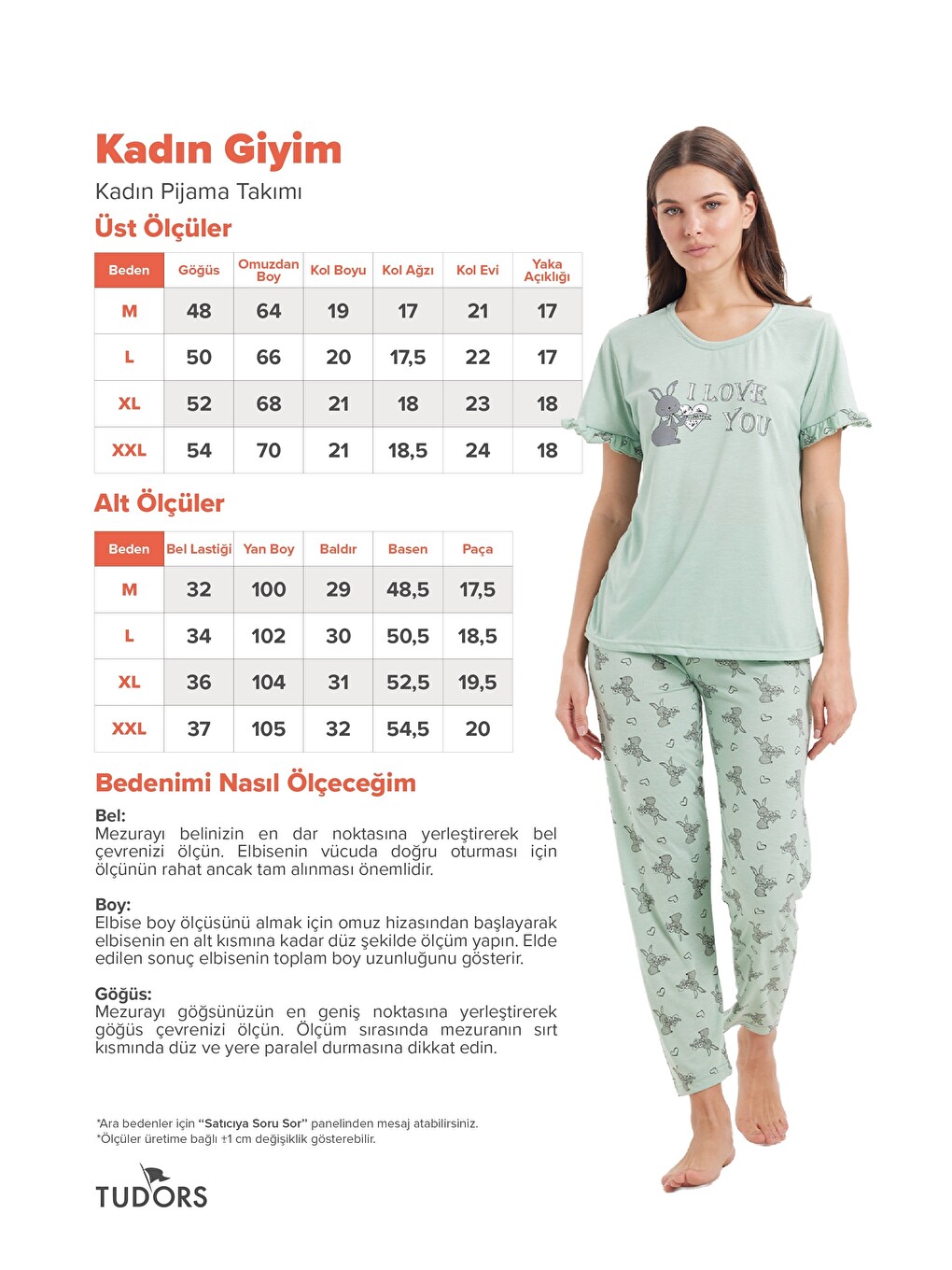 Yeşil Kadın Regular Fit Klasik Kesim %100 Pamuk Fırfır Detaylı Kısa Kollu Baskılı Mint Pijama Takımı-8