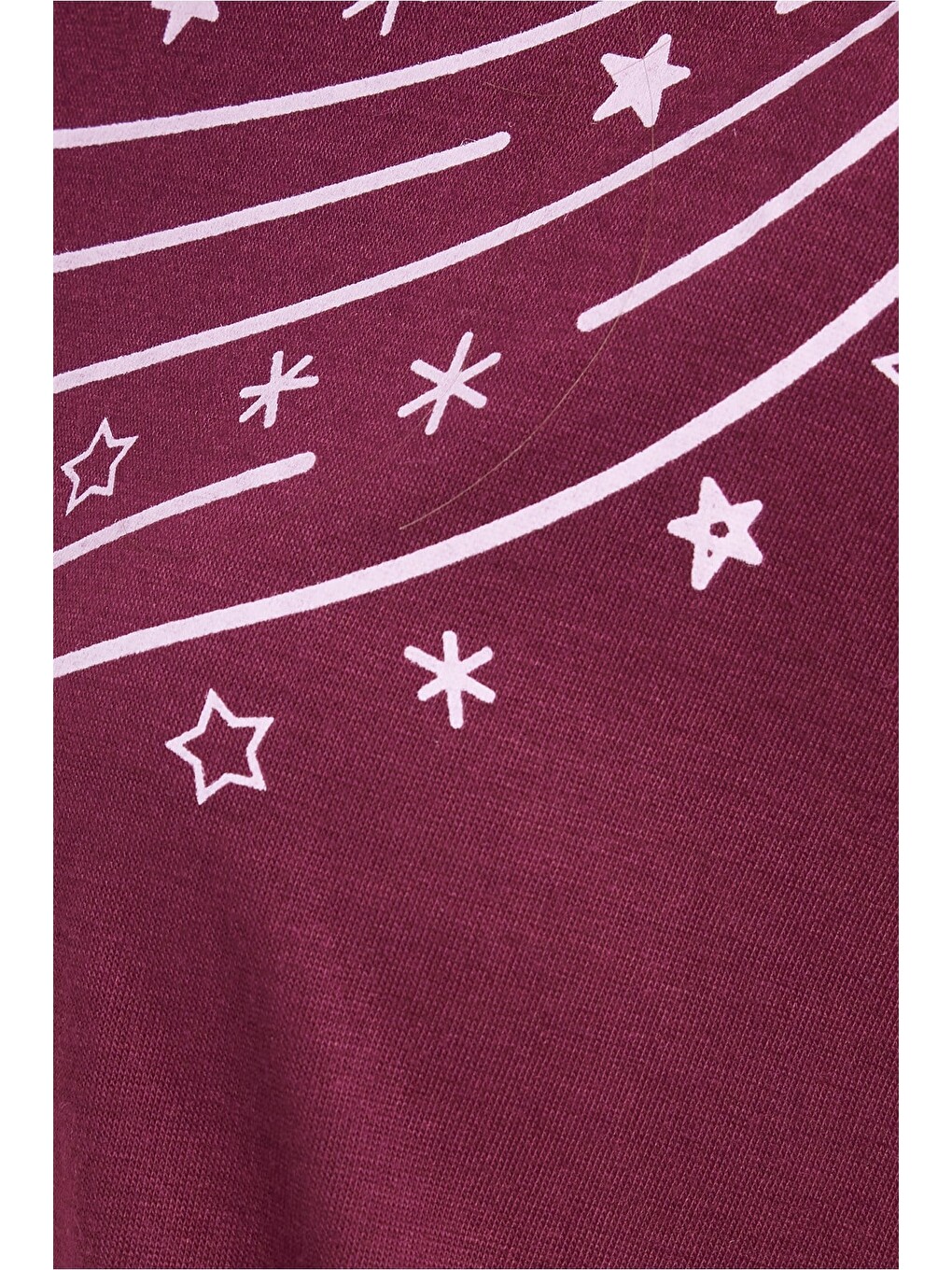 Kadın Regular Fit Klasik Kesim %100 Pamuk Fırfır Detaylı Kısa Kollu Baskılı Mürdüm Pijama Takımı-4