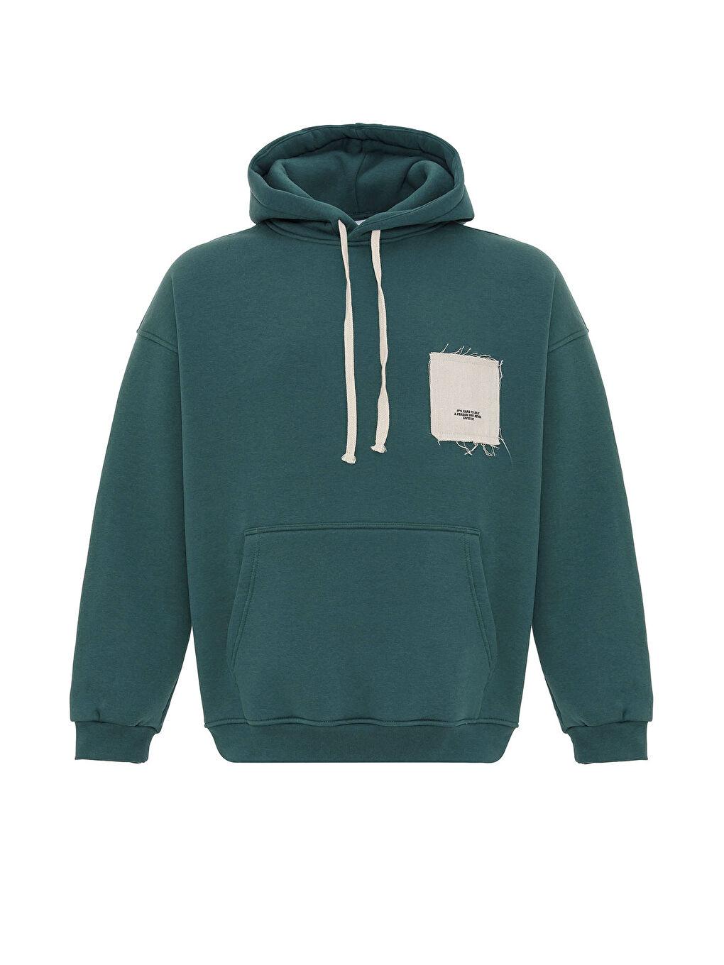 VAMOSCLO Petrol Etiket Detaylı Oversize Kapüşonlu Erkek Sweatshirt