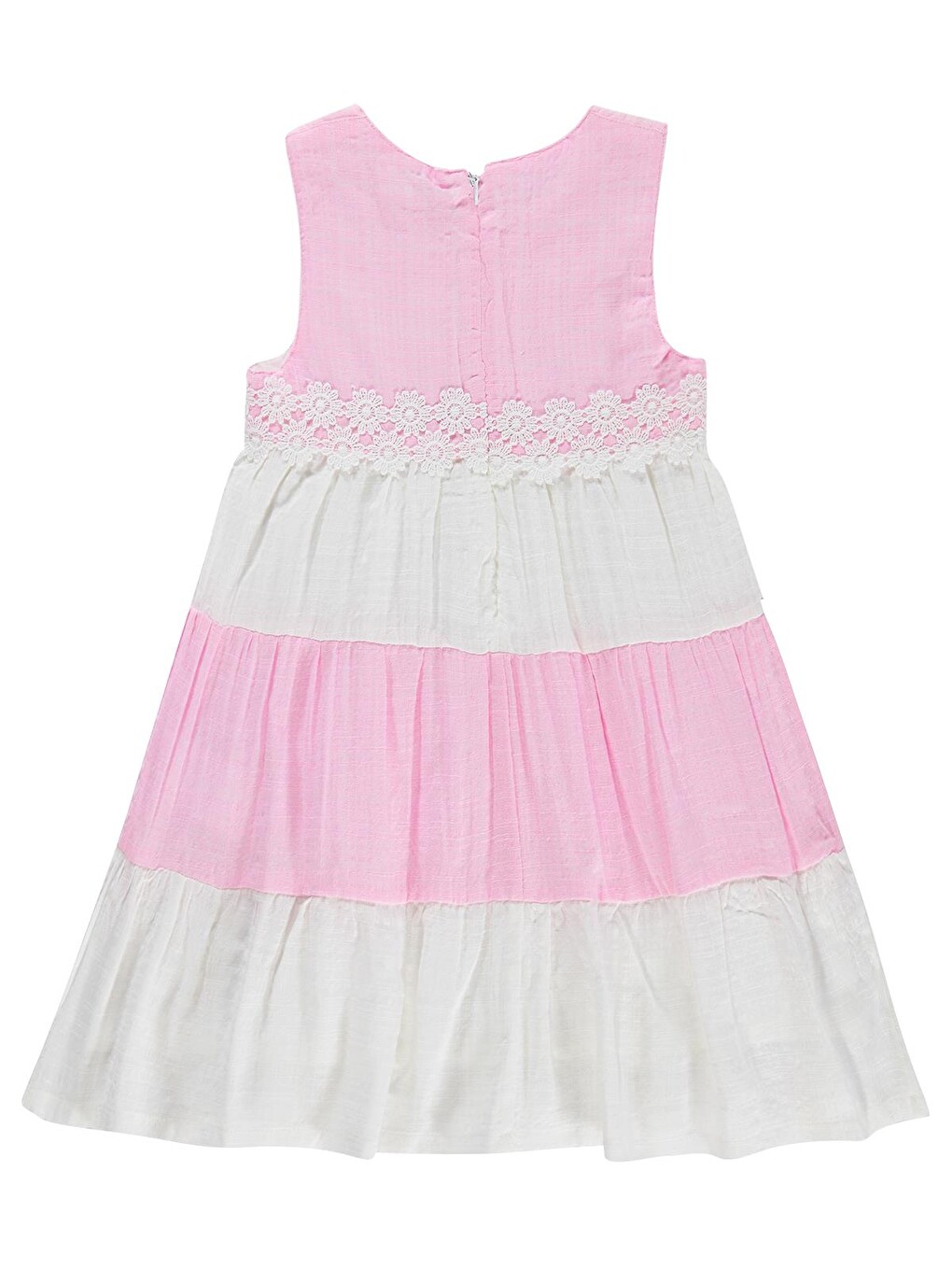 Girls Çiçek Dantelli 6-9 Yaş Elbise - Pembe-1