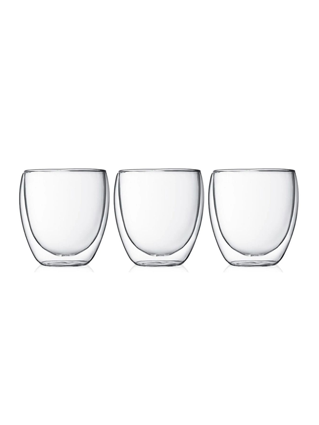 Renksiz Çift Cidarlı Borosilikat 250 ml Şeffaf Cam Bardak 3 Adet 2771-1