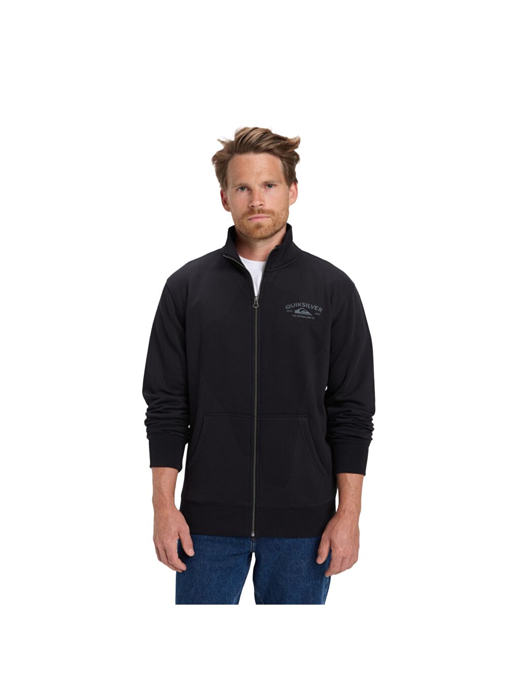 Zip Fleece No Hood Erkek Siyah Fermuarlı Sweatshirt-1