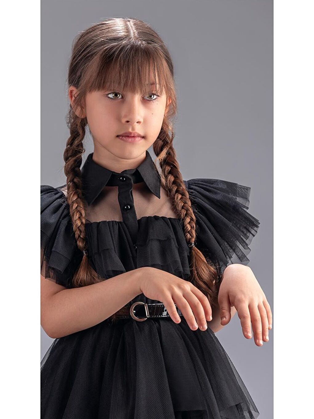Siyah Kız Çocuk Selero Gotik Özel Elbise M00741-7