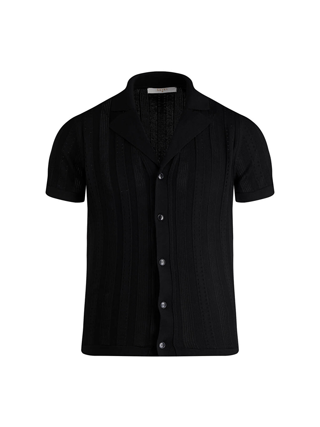 Siyah Regular Fit Apaş Yaka Gömlek