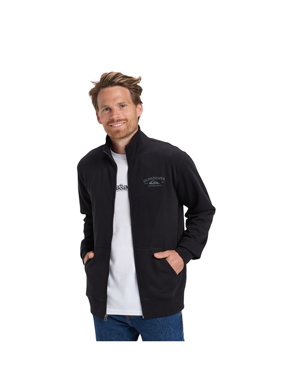 Zip Fleece No Hood Erkek Siyah Fermuarlı Sweatshirt-2