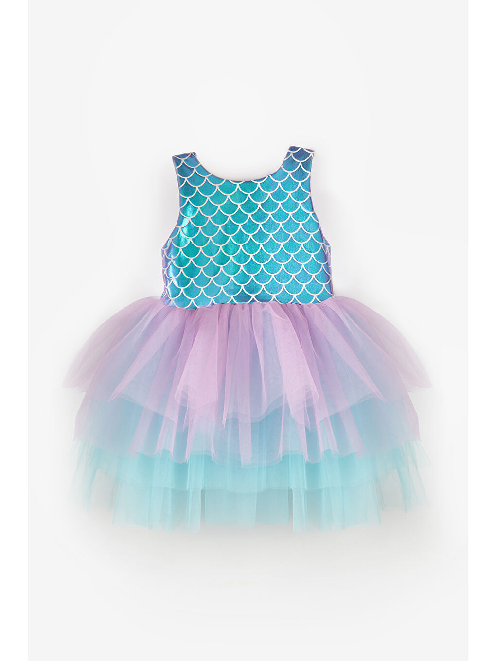 Lila Tül Etekli Deniz Kızı Desenli Kız Bebek Elbise - Emma