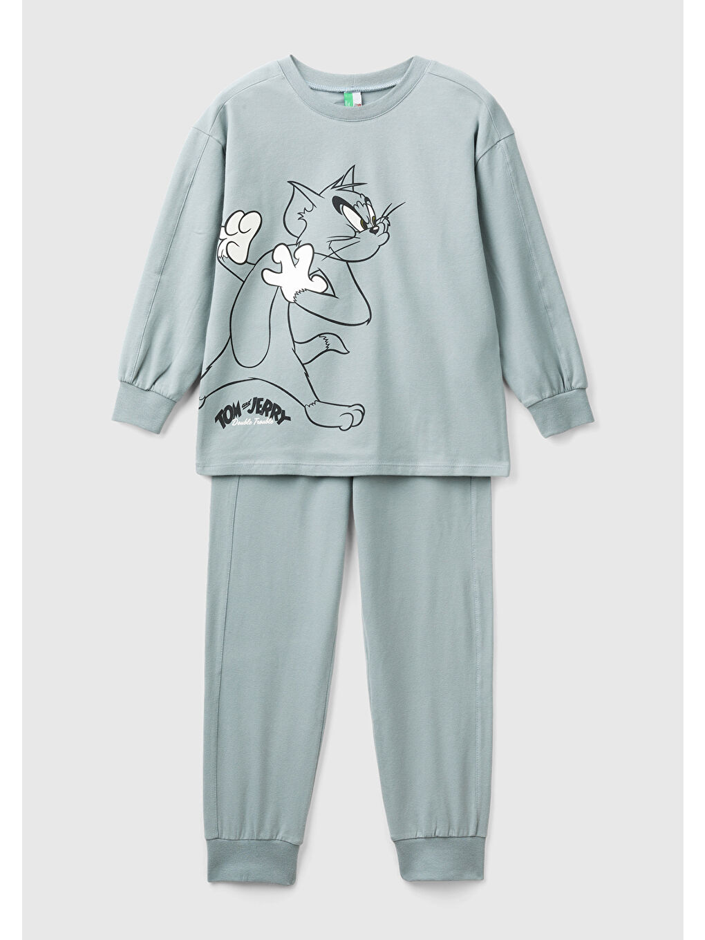 United Colors Of Benetton Erkek Çocuk Gri Tom ve Jerry Baskılı Pijama Takımı