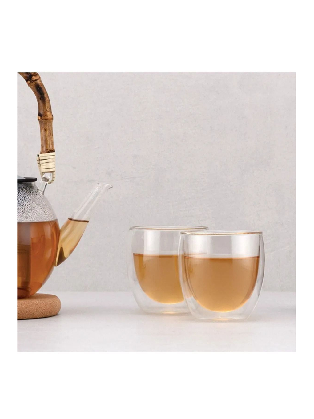 Renksiz Çift Cidarlı Borosilikat 250 ml Şeffaf Cam Bardak 3 Adet 2771-3