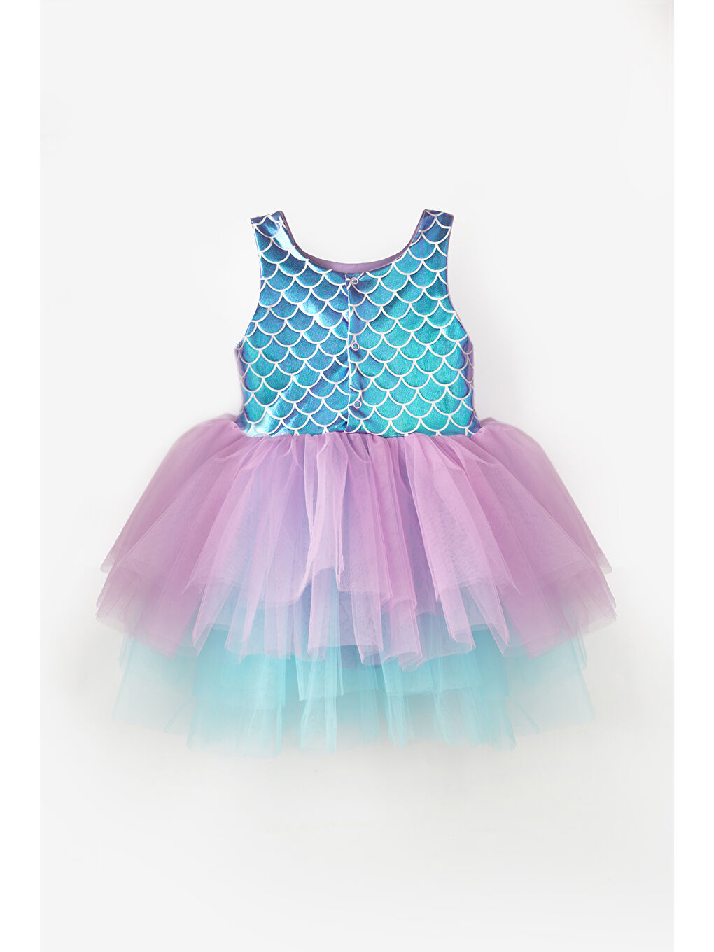 Lila Tül Etekli Deniz Kızı Desenli Kız Bebek Elbise - Emma-1