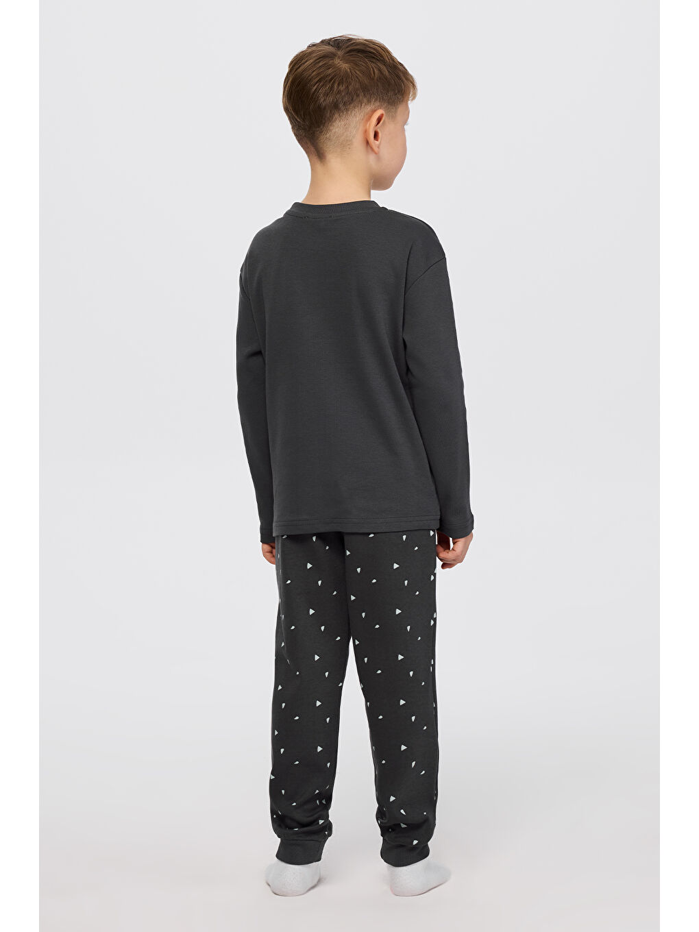 Erkek Çocuk Dinozor Baskılı Antrasit Pijama Takımı-3