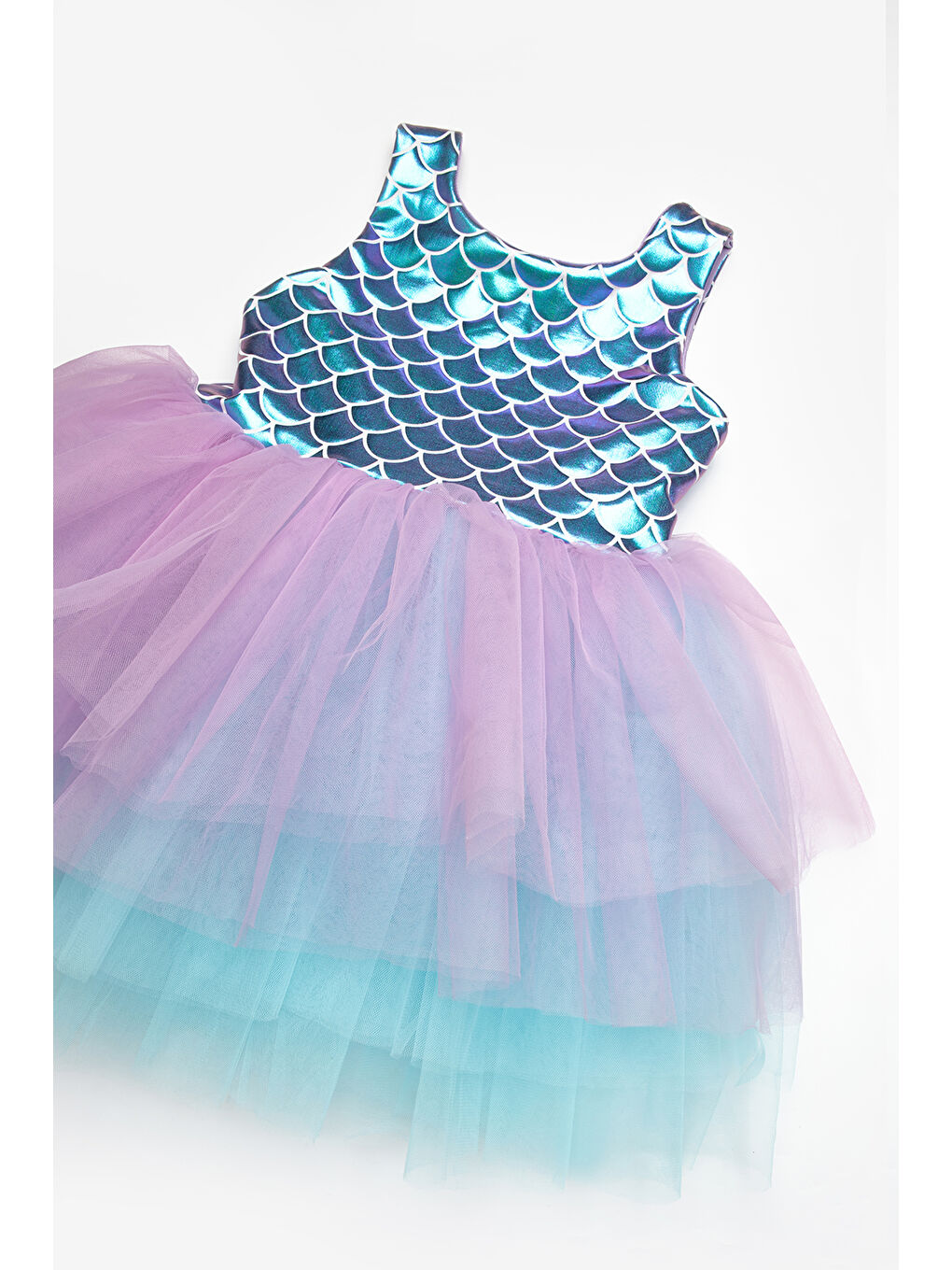 Lila Tül Etekli Deniz Kızı Desenli Kız Bebek Elbise - Emma-2