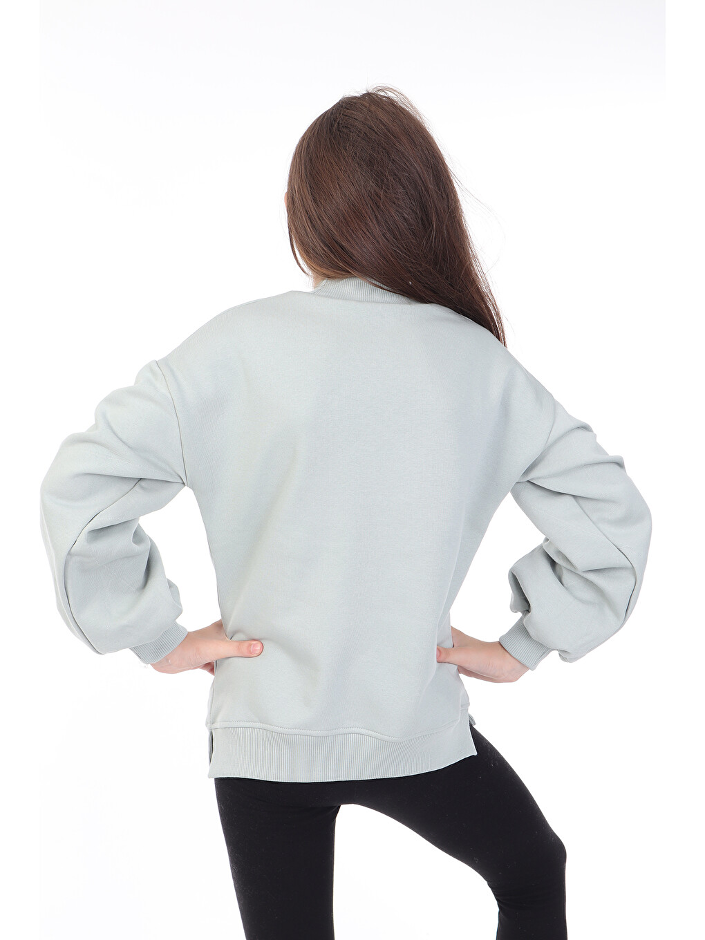 Yeşil Kız Çocuk Nakışlı Sweatshirt-2