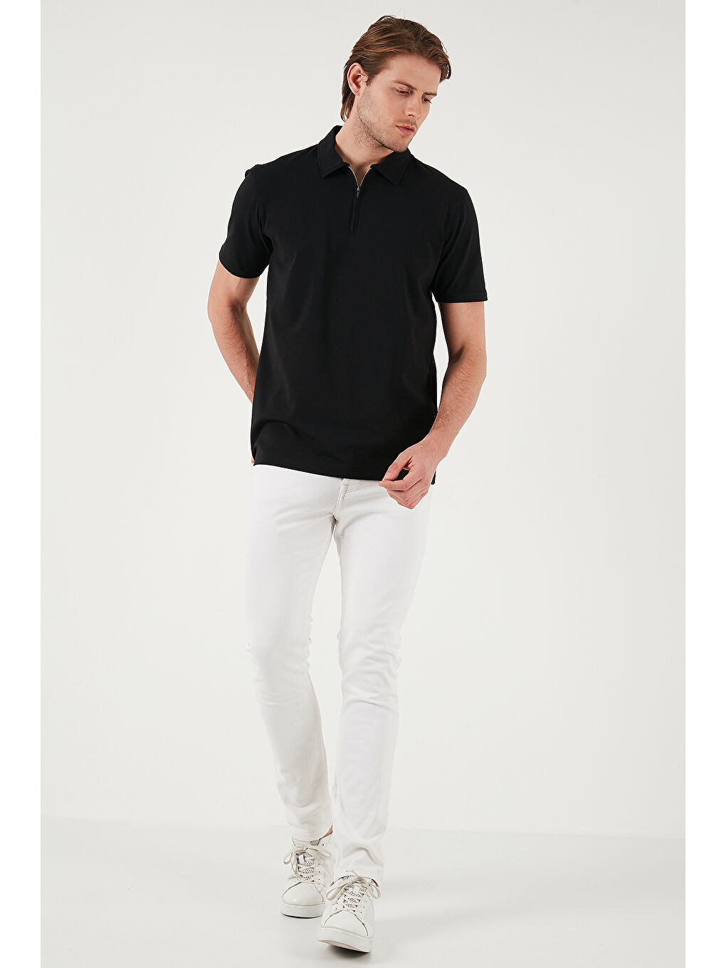 Lacivert Streç Pamuklu Regular Fit Yarım Fermuarlı 3'lü Paket Polo Yaka T Shirt 5902972S3-3