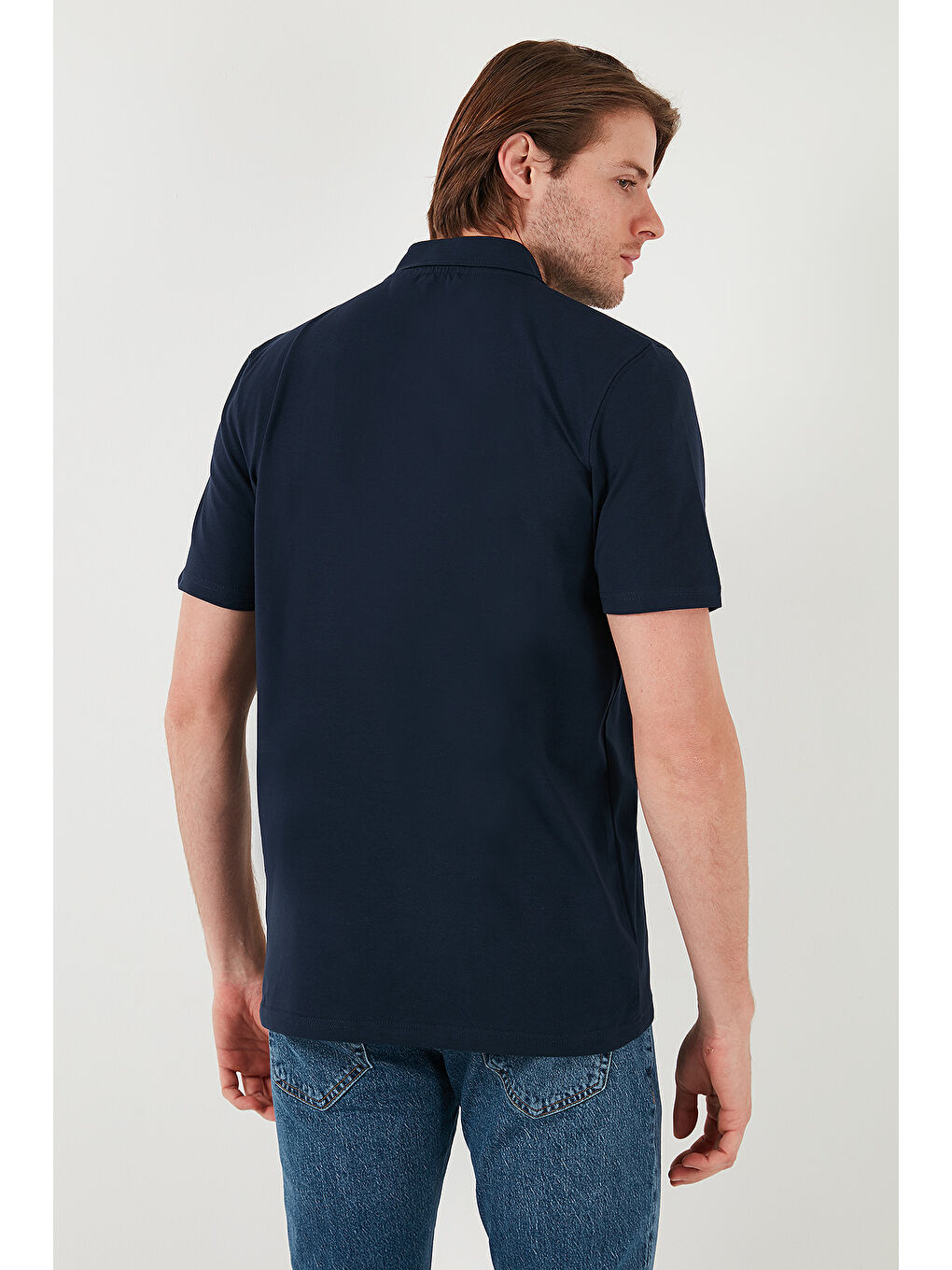 Lacivert Streç Pamuklu Regular Fit Yarım Fermuarlı 3'lü Paket Polo Yaka T Shirt 5902972S3-4