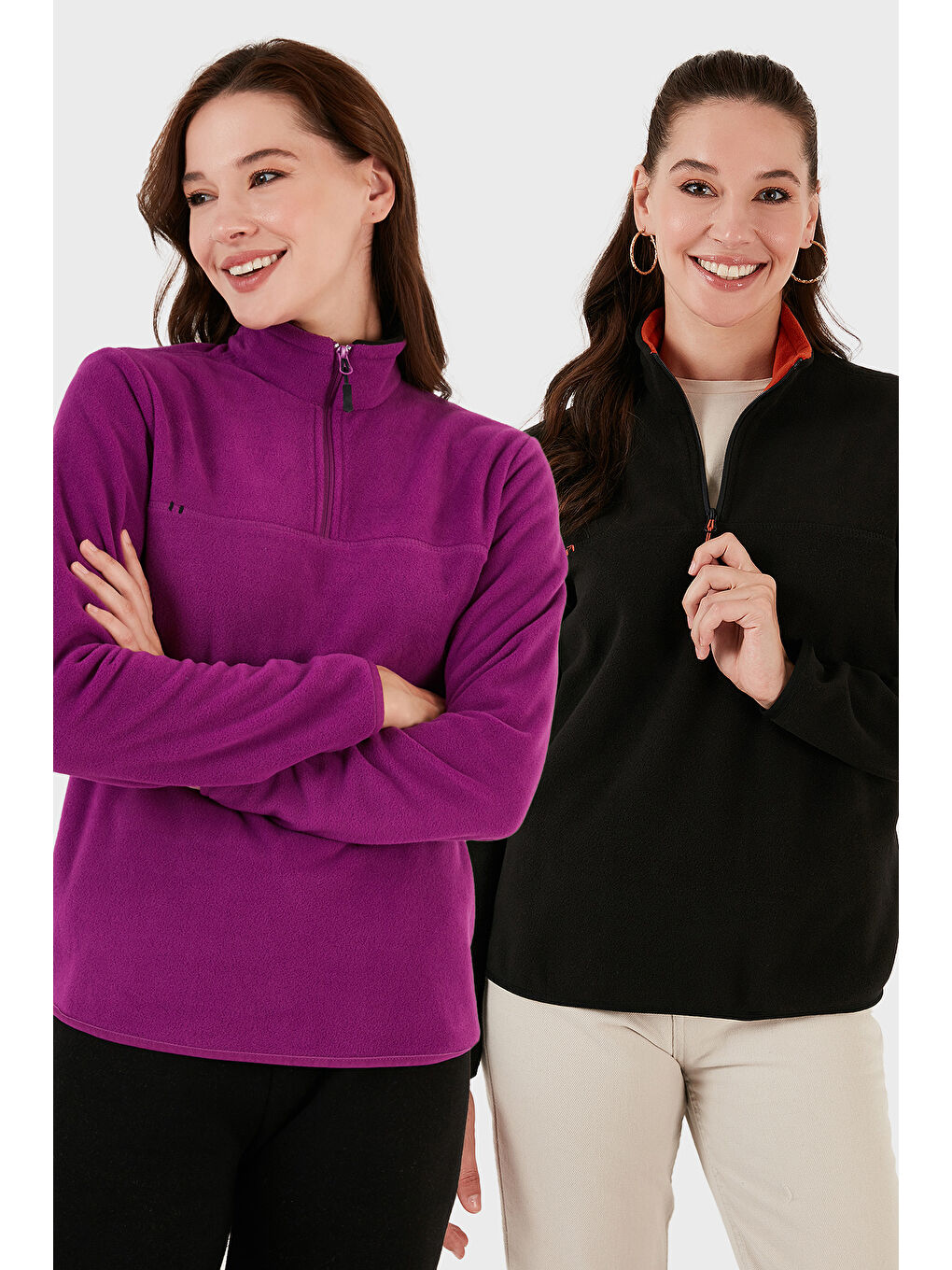 Mor Slim Fit Yumuşak Dokulu Anti-Pilling Tüylenme Yapmayan 2'li Paket Polar 5907000S2